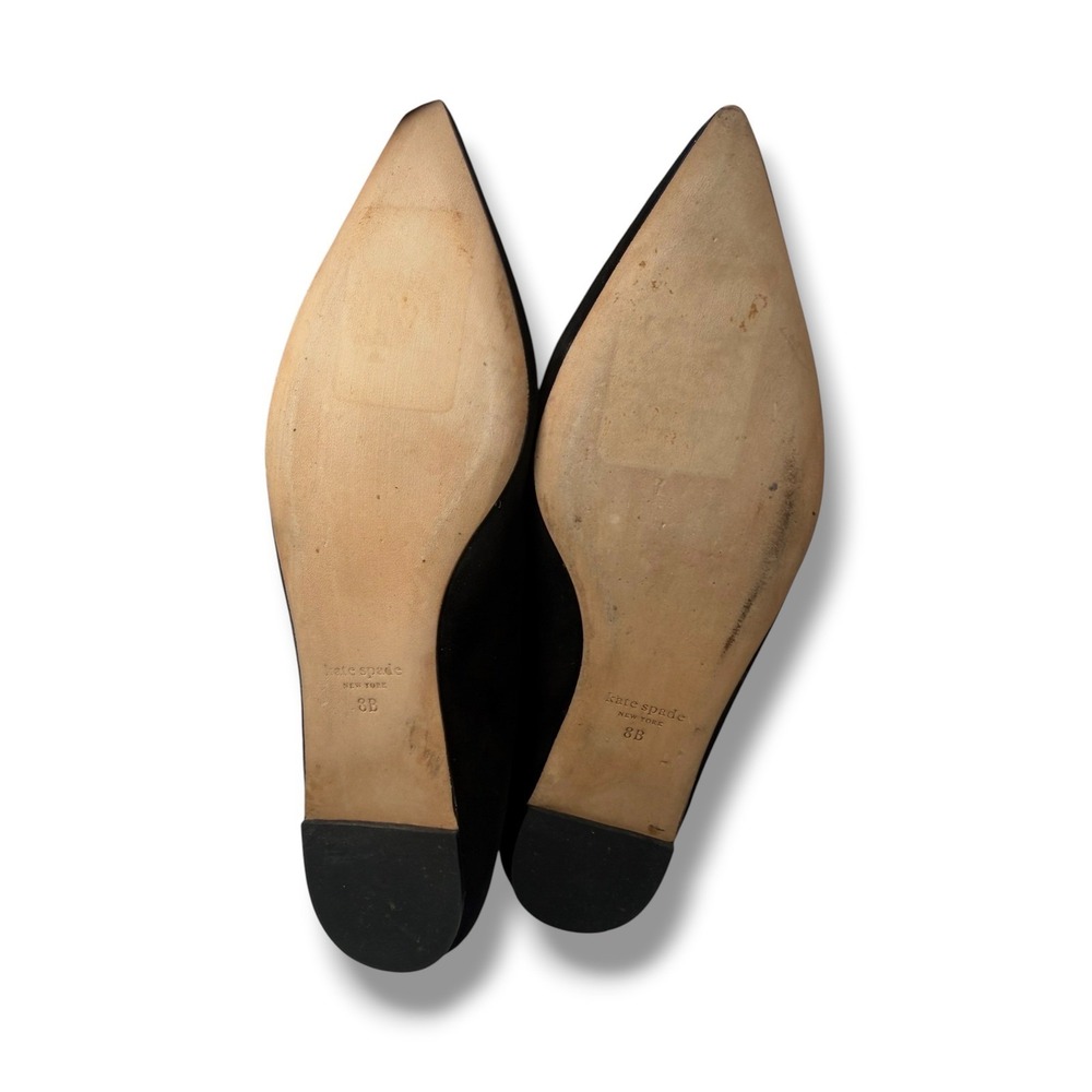 Kate Spade New York Adore Black Suede Tassel Pointed Toe Flats Size 8B - Picture 11 of 13